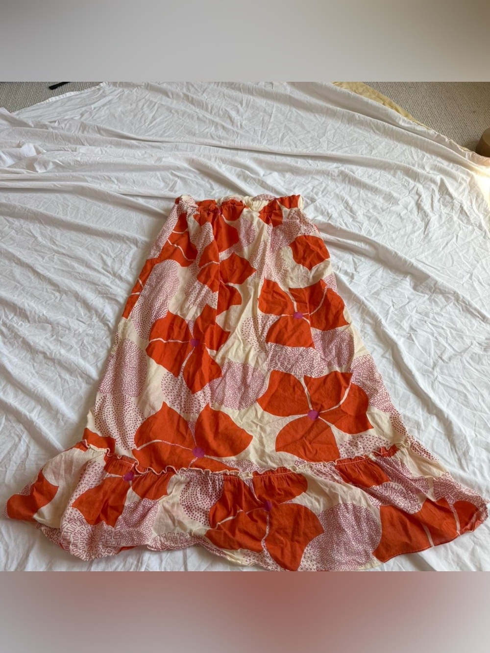 floral orange maxi skirt